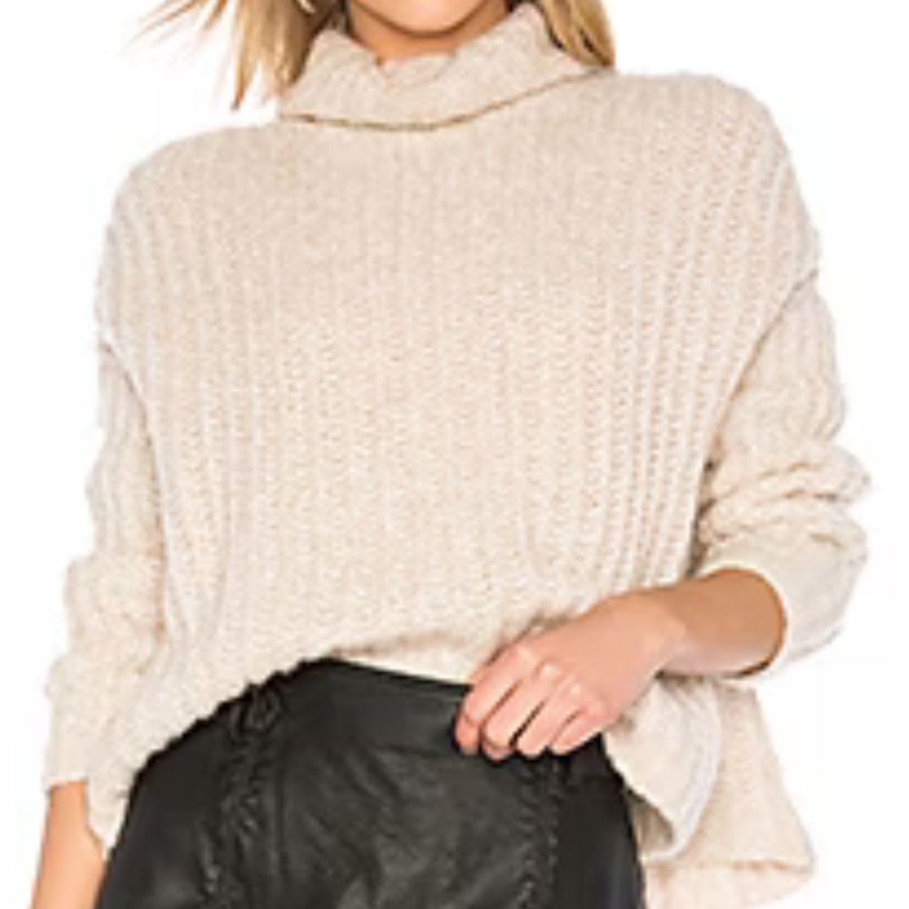 Free People Boxy Turtleneck Sweater in Pearl